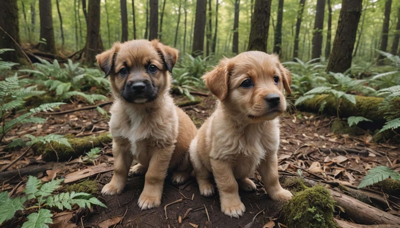 Hyperrealistic Puppy Portrait in Enchanted Crystal Forest