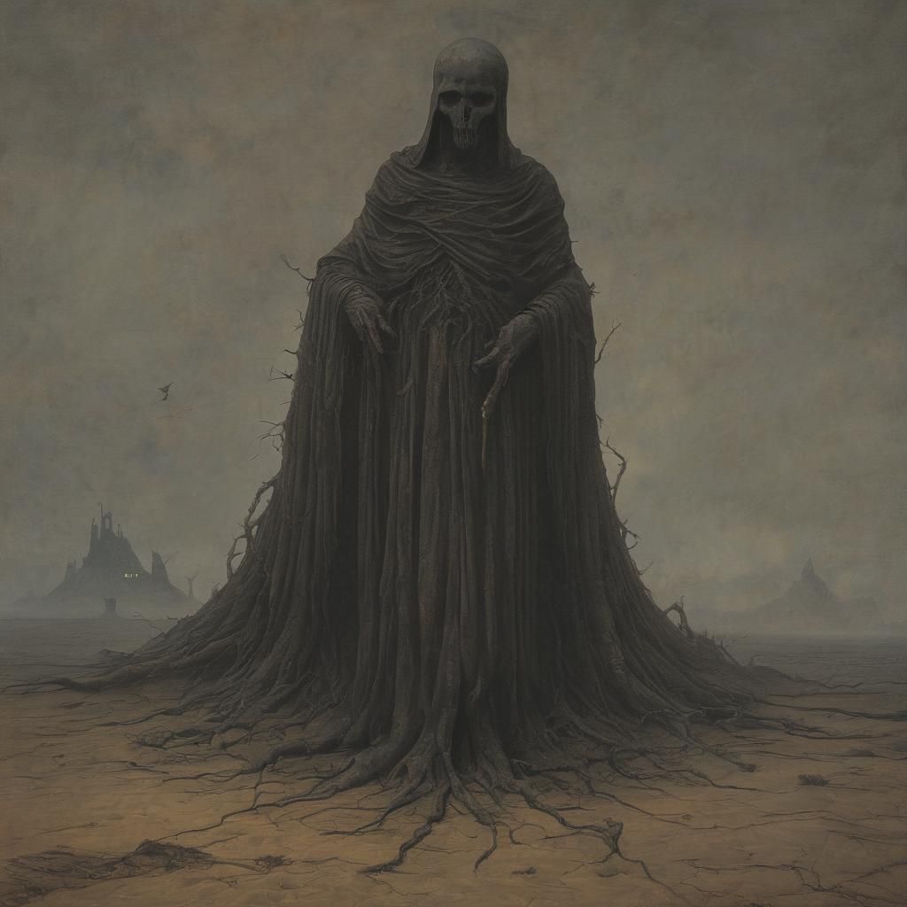 Grimdark Surreal Landscape in Beksiński Style