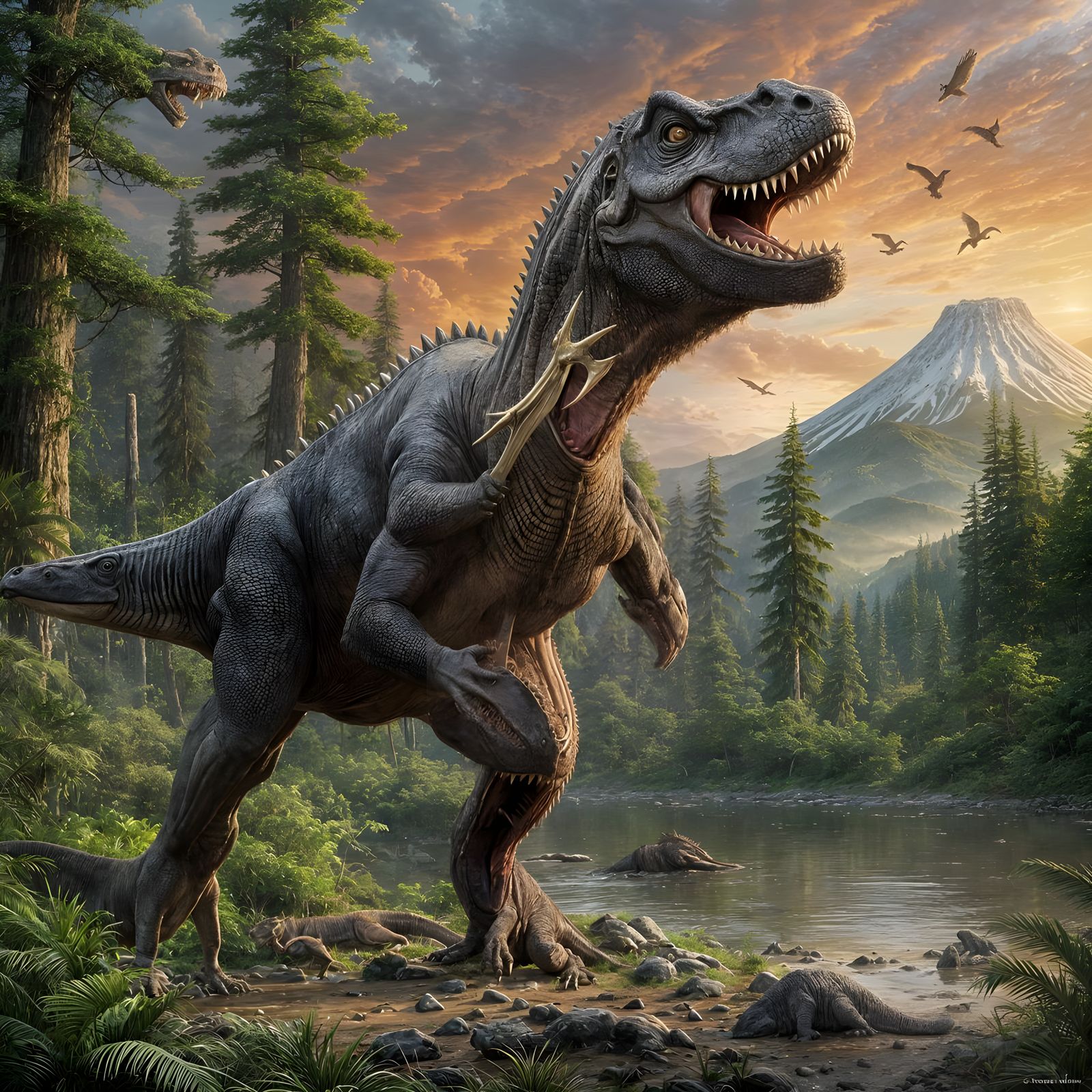 Majestic Tyrannosaurus Rex in Lush Late Cretaceous Forest