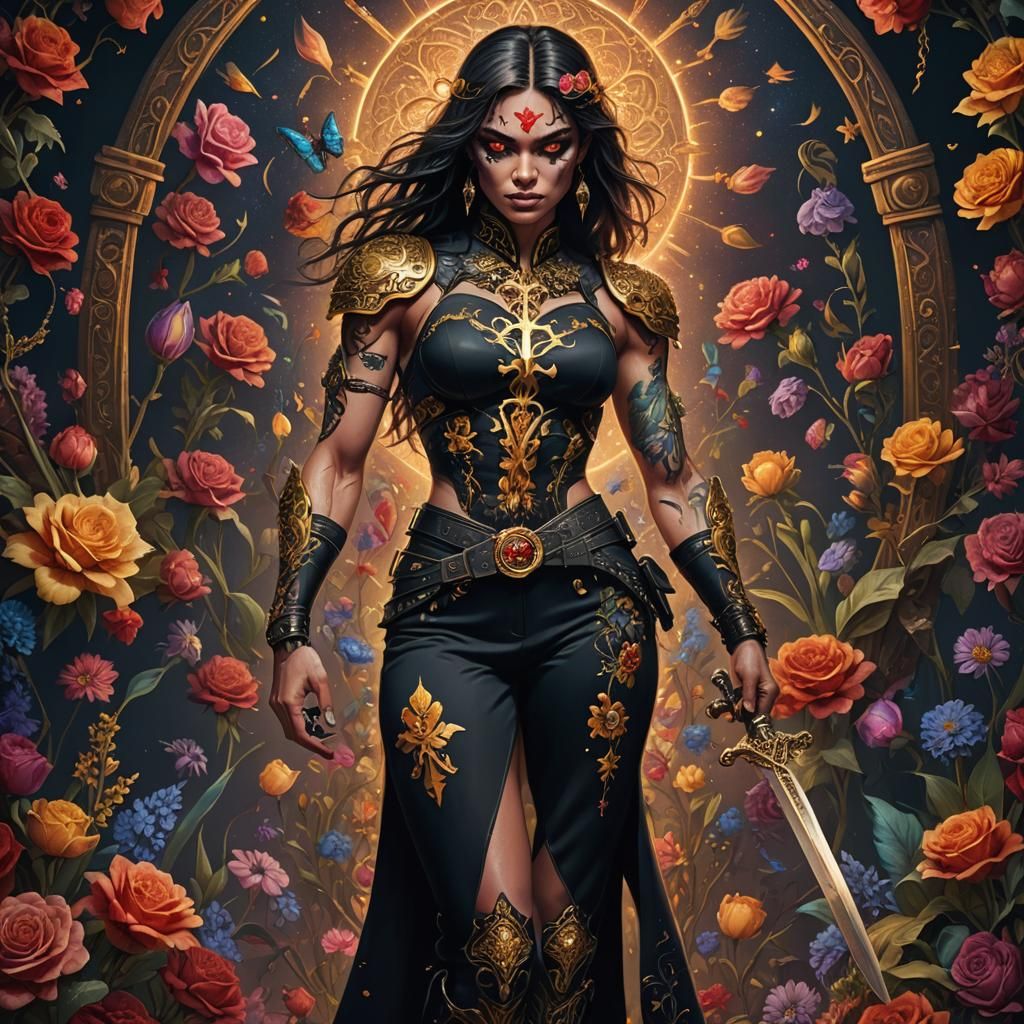 Fabric Woman with Dagger in Digital Matte Painting