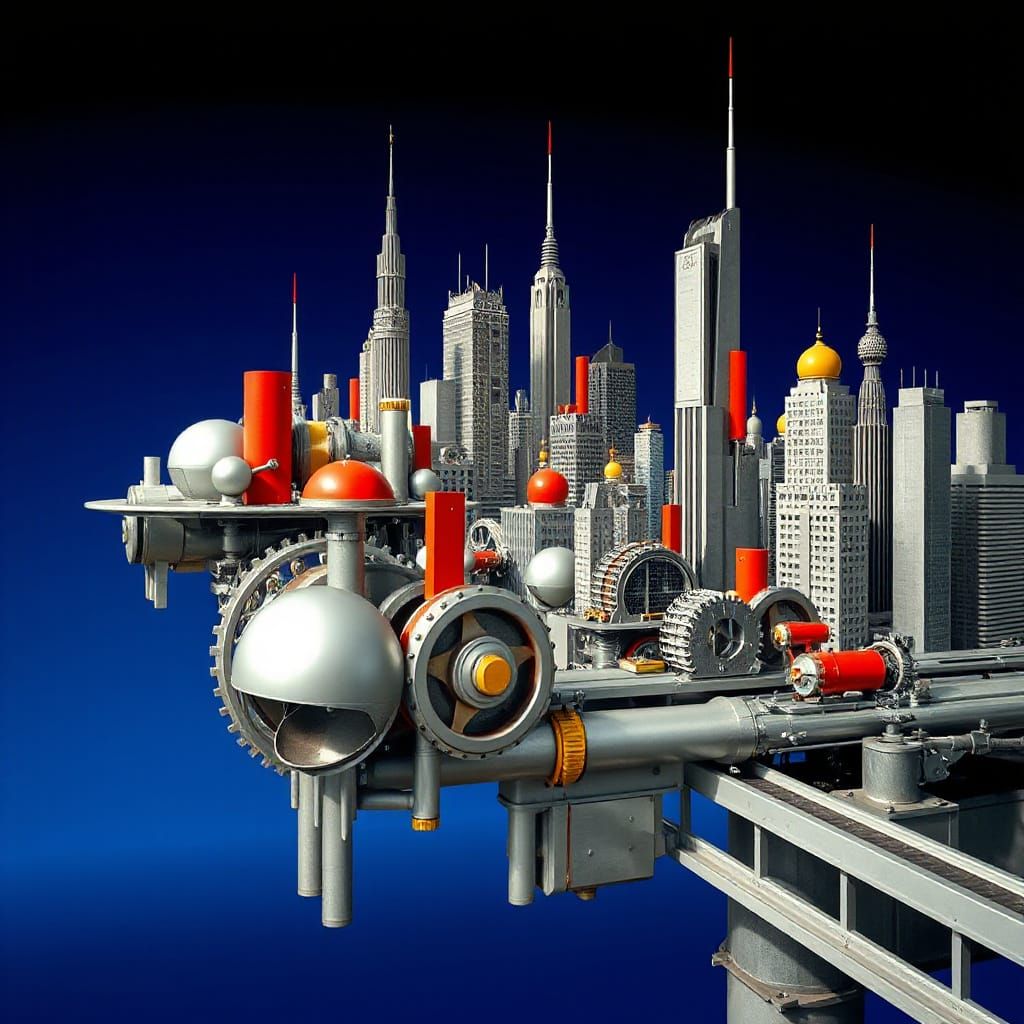 Futuristic Cityscape in Constructivist Style