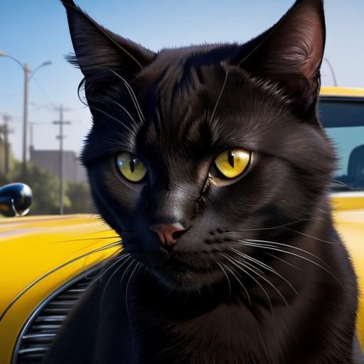 Condescending Black Cat Close-Up: GTA Style Poster