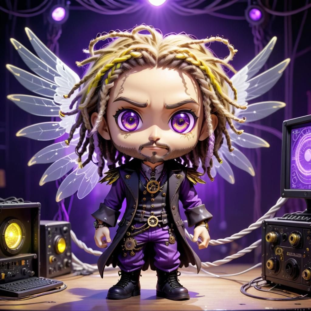 Steampunk Jesus with Purple Light in 3D