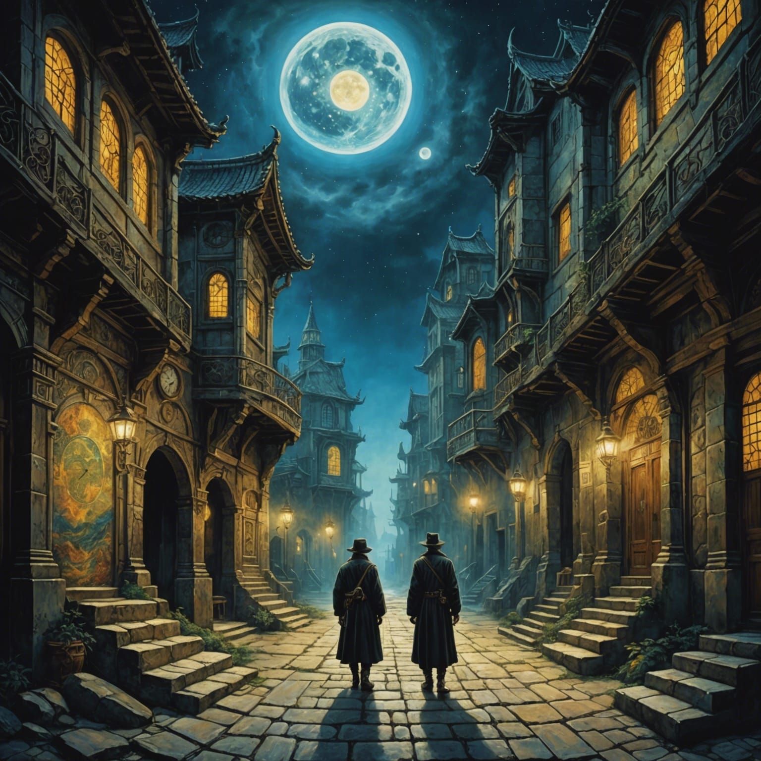 shin hanga light dust brutalism matte painting space Josephi...