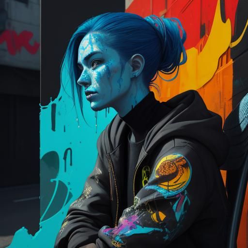 Urban Graffiti: Woman in Alleyway Chair