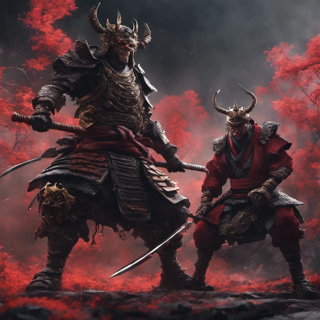 Samurai vs Oni: Detailed Fantasy Concept Art