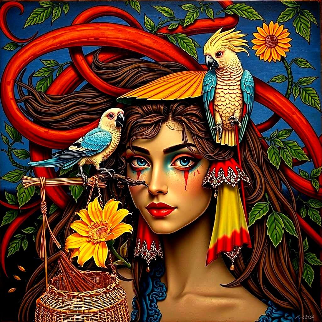 Surreal Chimaera of Figures in a Vibrant Landscape