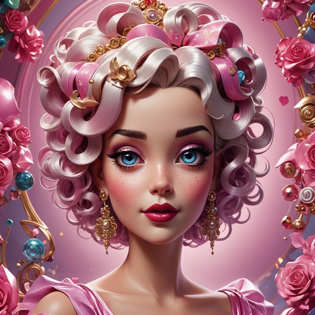 Betty Boop as Barbie: Hyperdetailed Concept Art