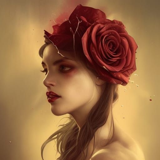 Bloody Bride Portrait in Hyperdetailed Style