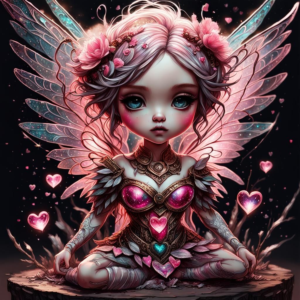 Chibi Valentine Pixie with Detailed Wings