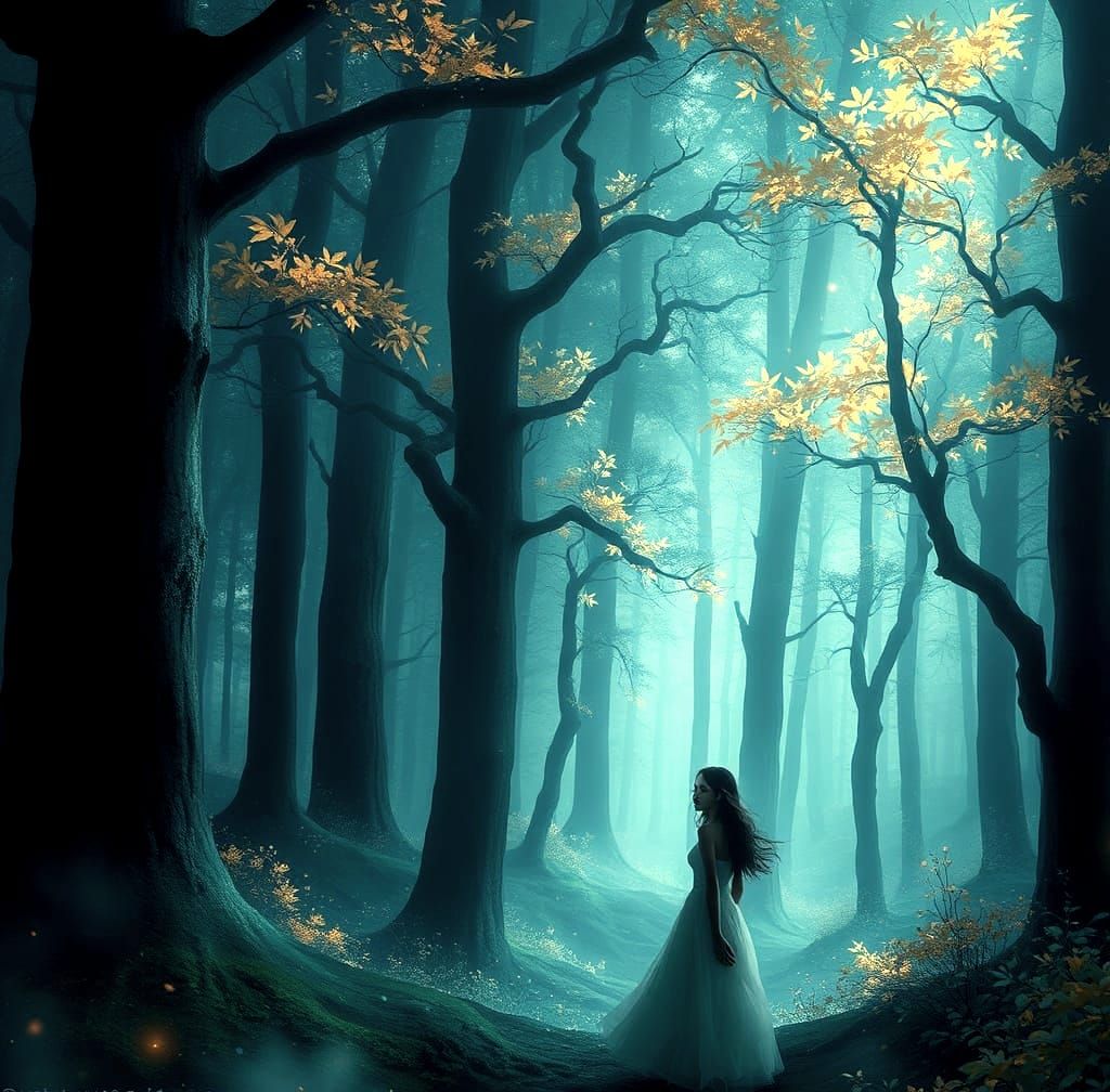 Sensual Portrait with Dark Hair in Art Deco Style