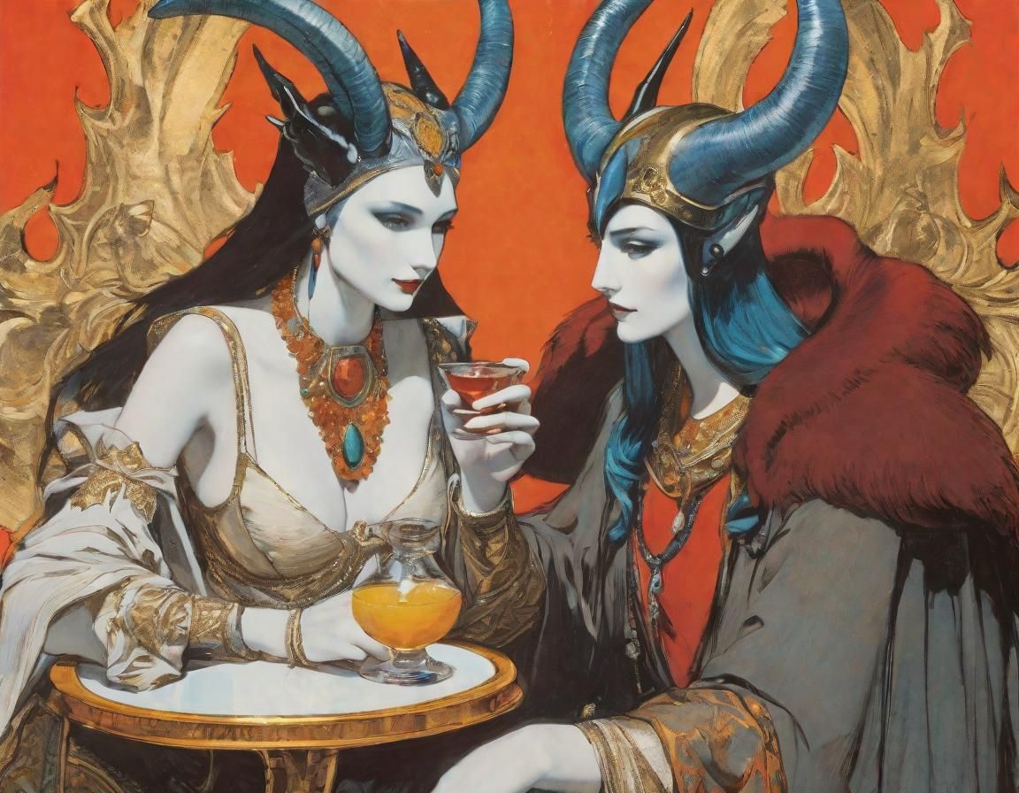 Demons Discussing Diplomacy as Impressionist Art