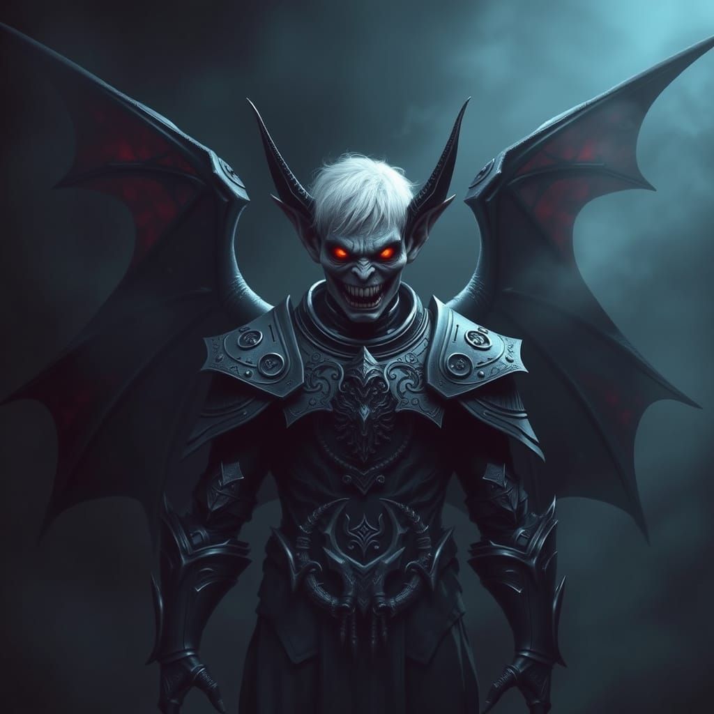 Menacing Armored Creature with Bat Wings