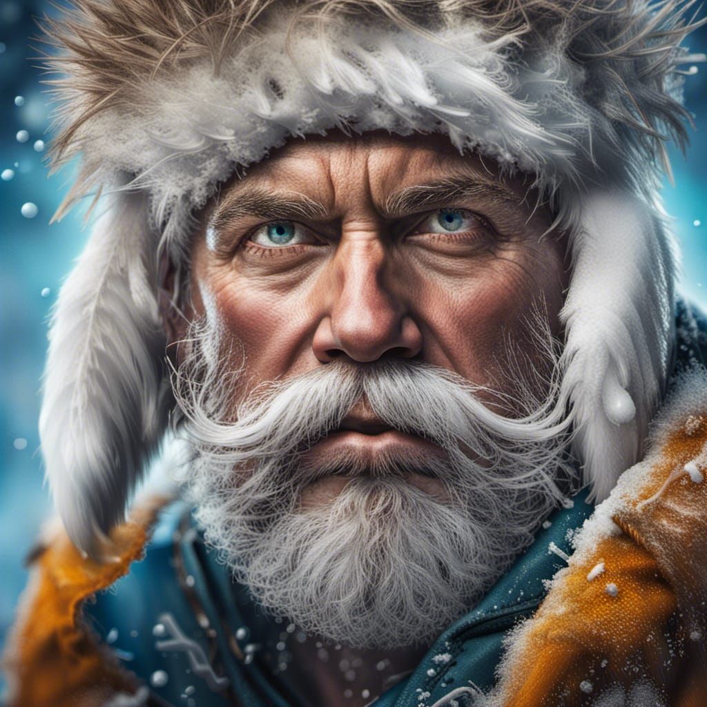 Arctic Explorer Portrait with Frozen Beard, Hyperrealistic S...