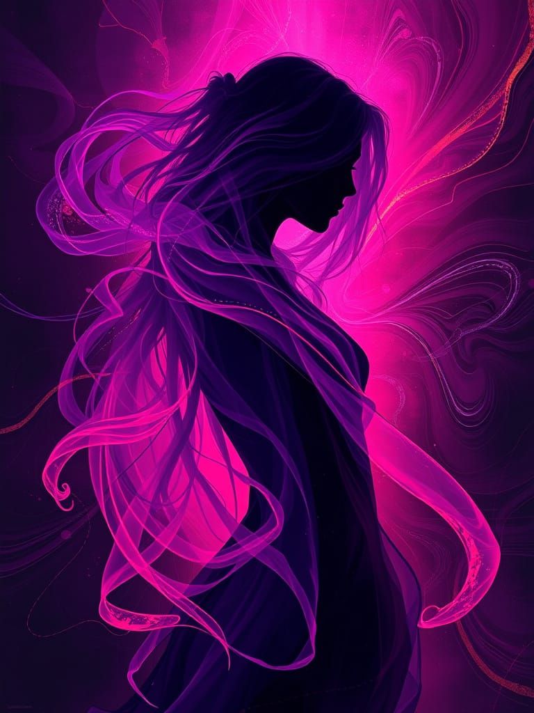 Psychedelic Silhouette: Inner Storm in Abstract Digital Art