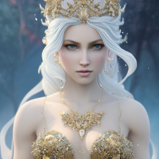 Glass and Pearl Goddess Portrait in Digital Art Style