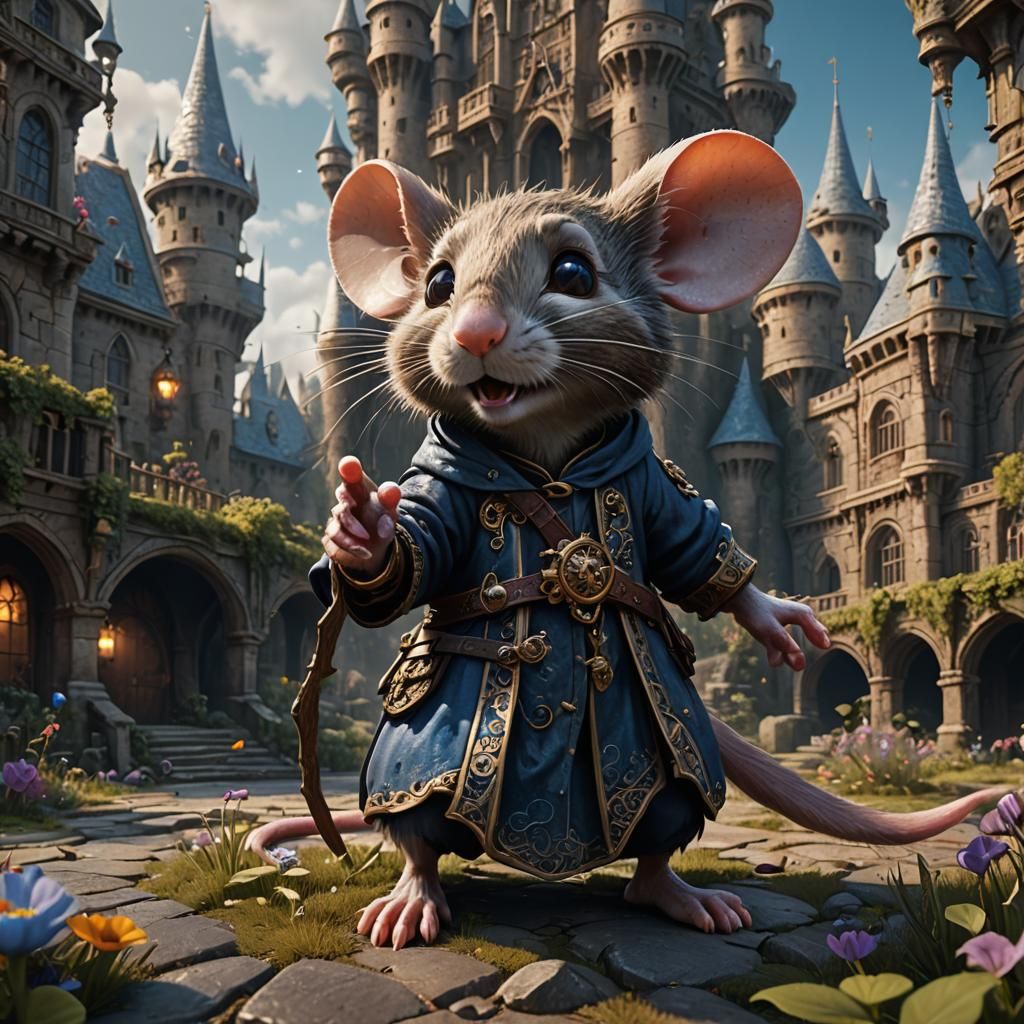 Fantastical Micie Mouse Matte Painting in Deep Color