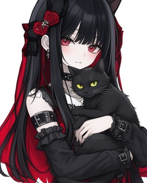 Woman Holding Cat Under Moonlight