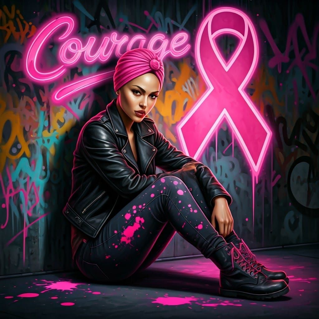 Bold Woman with Graffiti Art in Acrylic Style