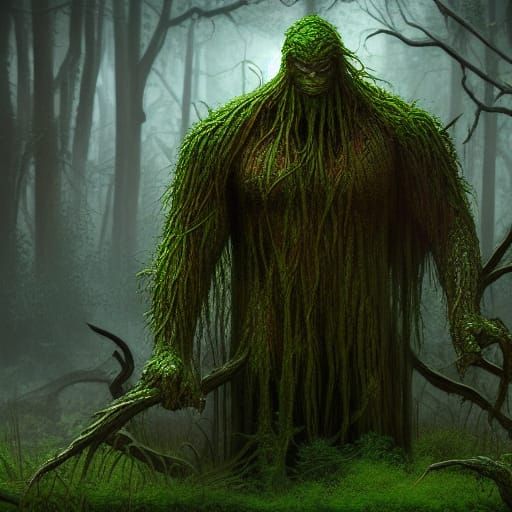 Detailed Swamp Thing Matte Painting in Deep Color