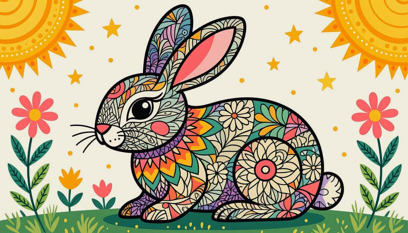 Intricate Zentangle Bunny Illustration