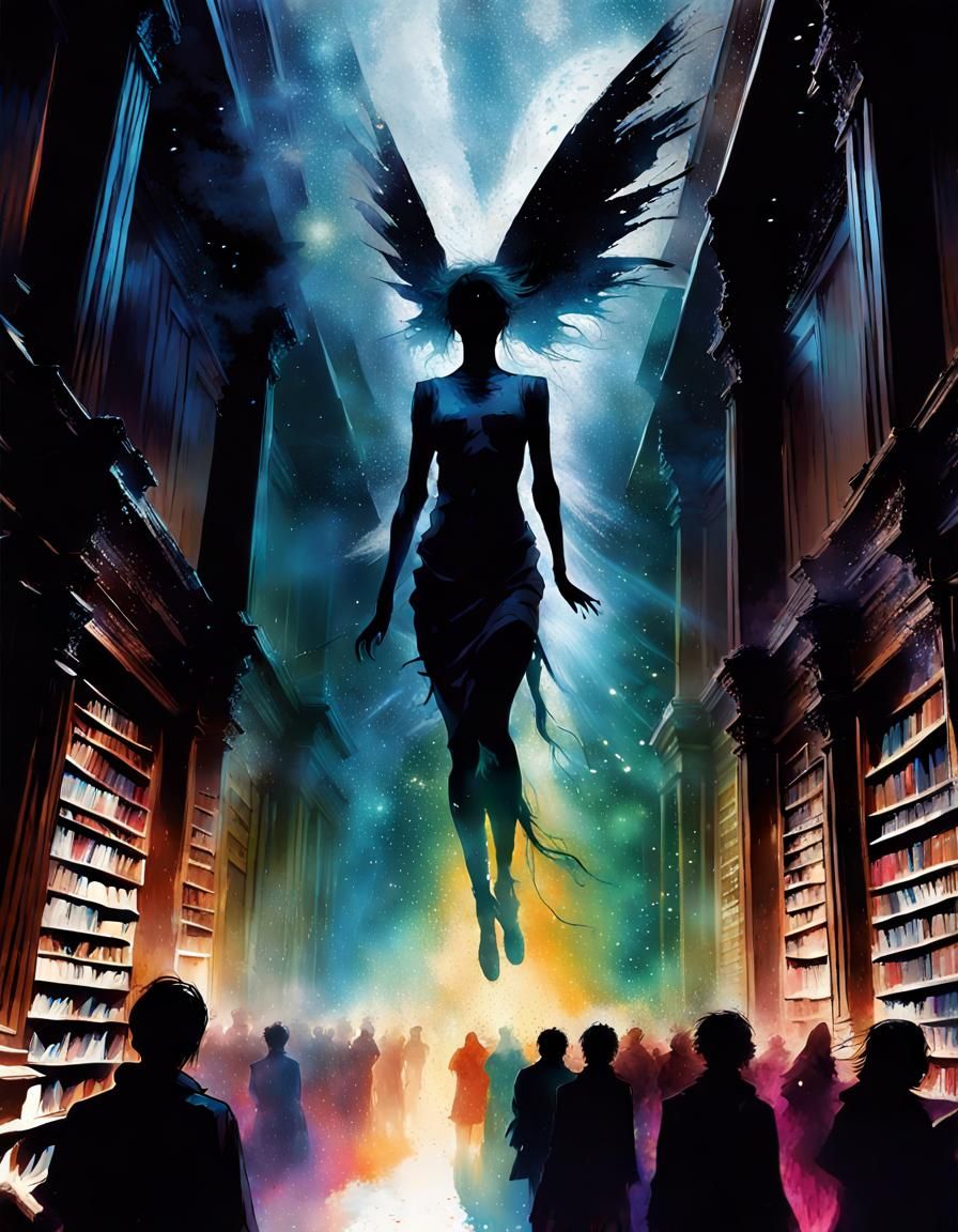Apparition Screams in Library: Digital Illustration