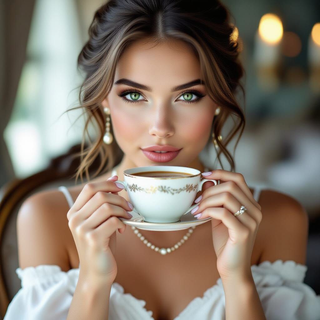 Monochrome Portrait of Woman with Emerald Eyes