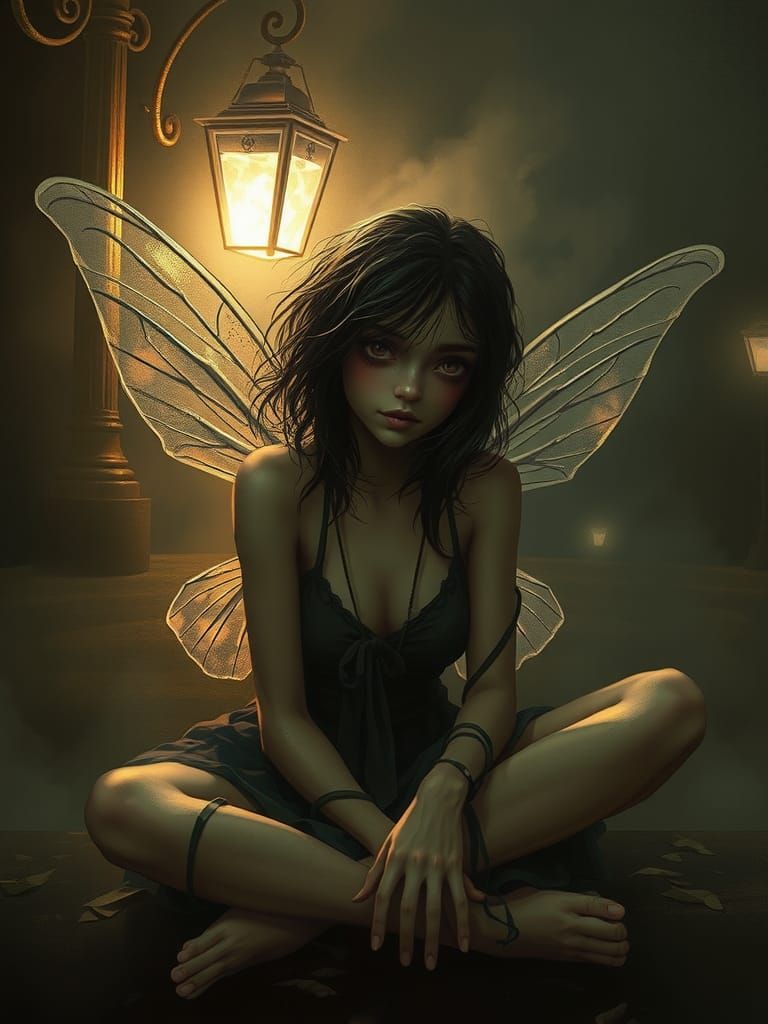 Worn Fairy in Film Noir Aesthetic