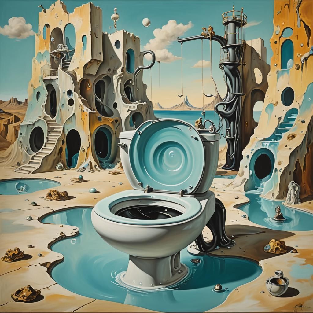 Surreal Toilet Bowl Aqua Park: Dali-esque Art