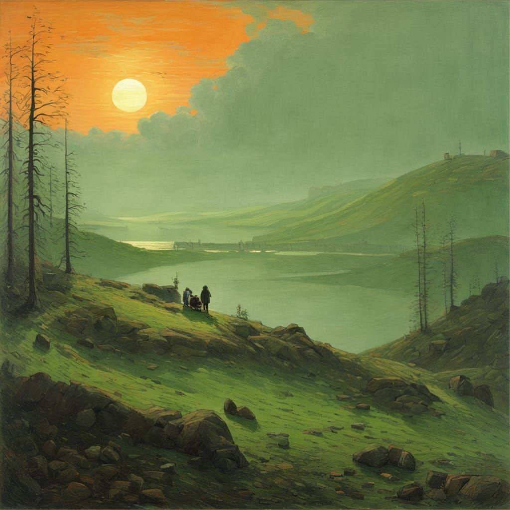 Green Valley Sunrise in Romantic Style