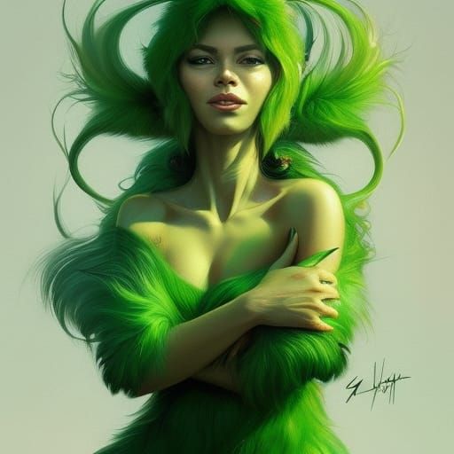 Glamorous Green Lady Grinch Portrait