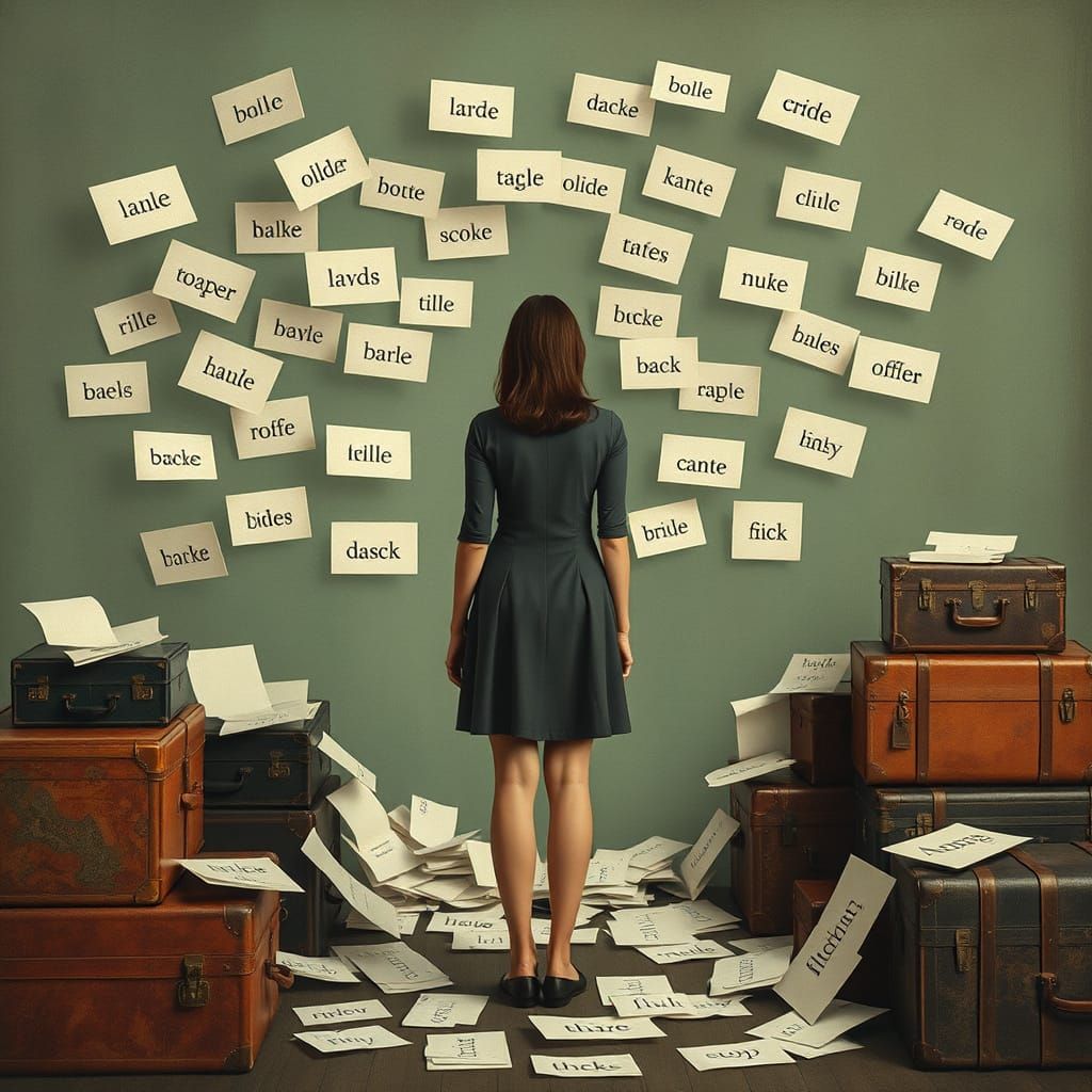 Surreal Woman with Luggage in Rothko Style