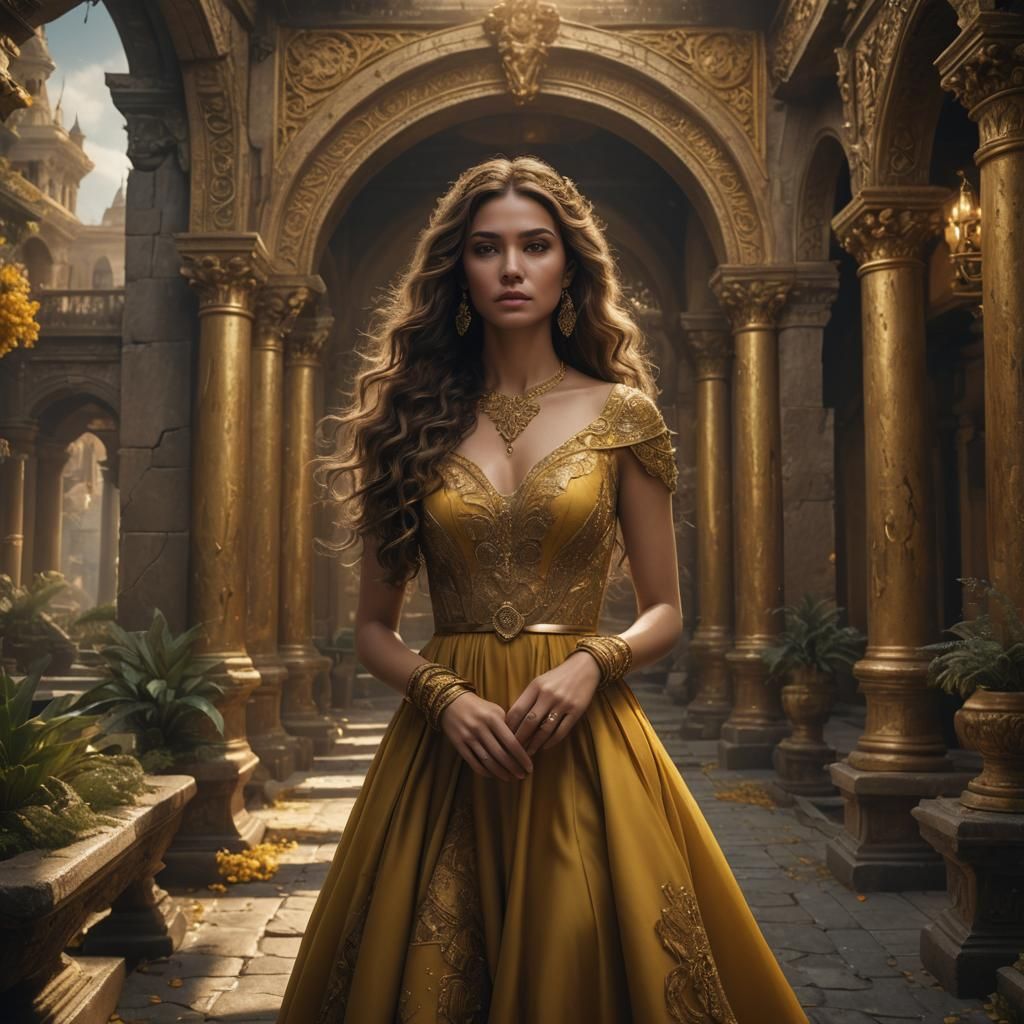 Woman in Yellow Gown, Fantasy Concept Art