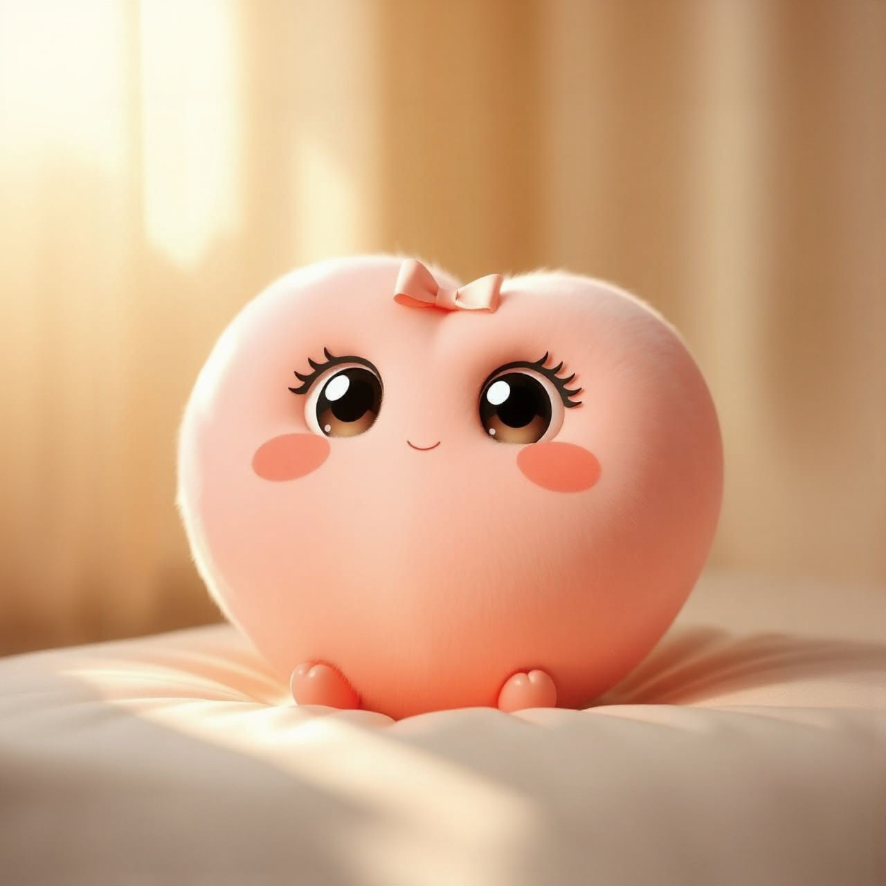 Cuddly Heart-Shaped Character in 3D Digital Art