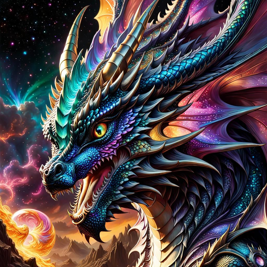 Iridescent Nebulae Dragon Macro Photography