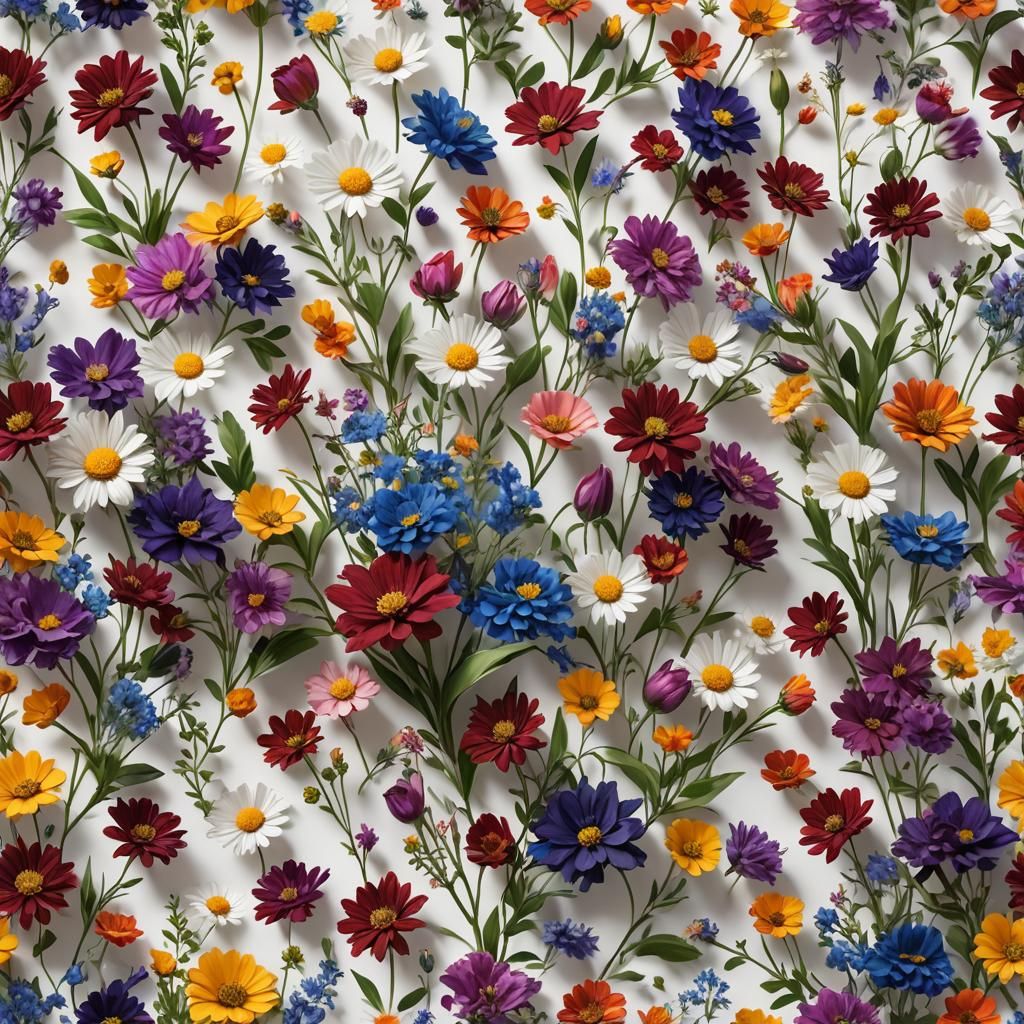 Colorful Realistic Flowers, Detailed Matte Painting