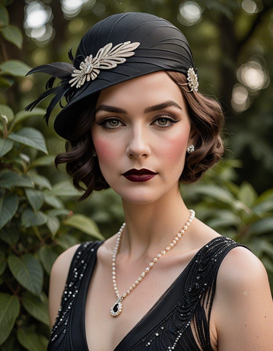 Agender Flapper Portrait in Geometric Style