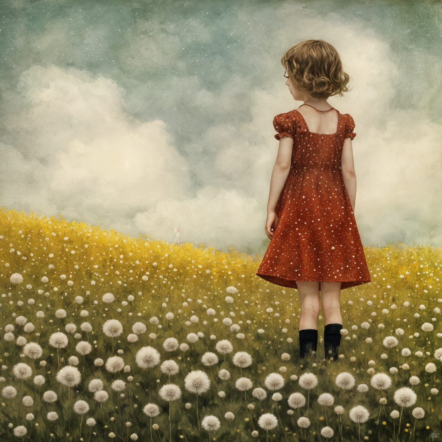 Girl in Dandelions: Impressionistic Surrealism