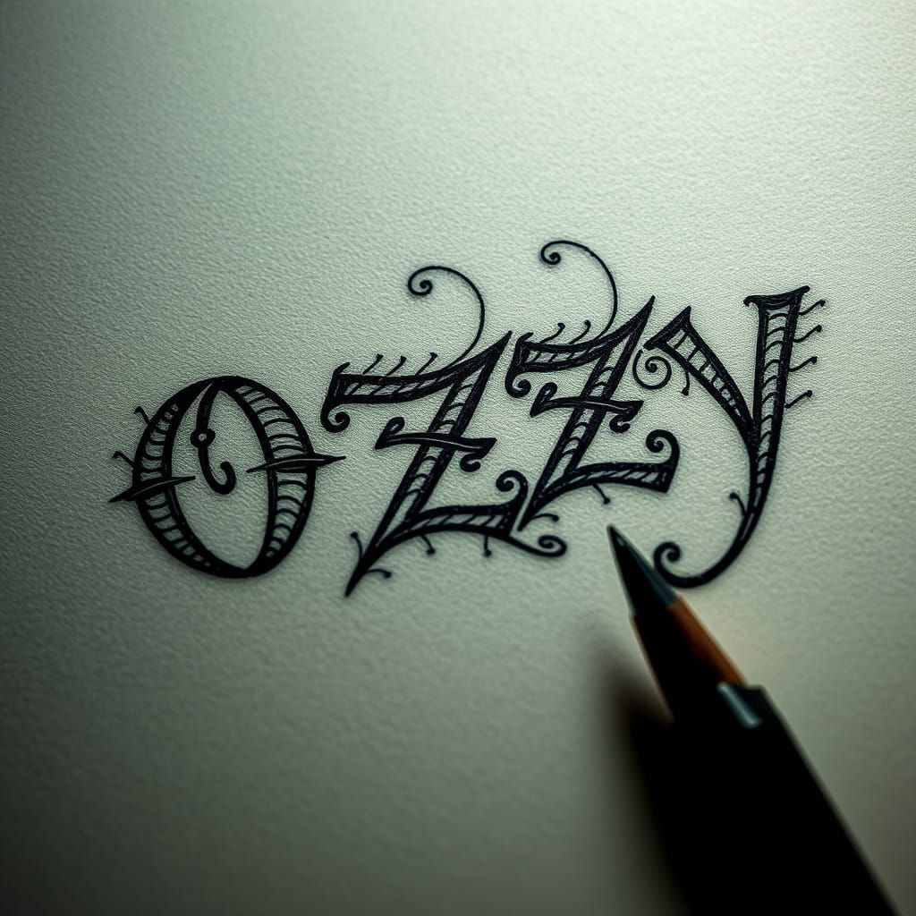 Intricate Tattoo Drawings of "OZZY" in HDR