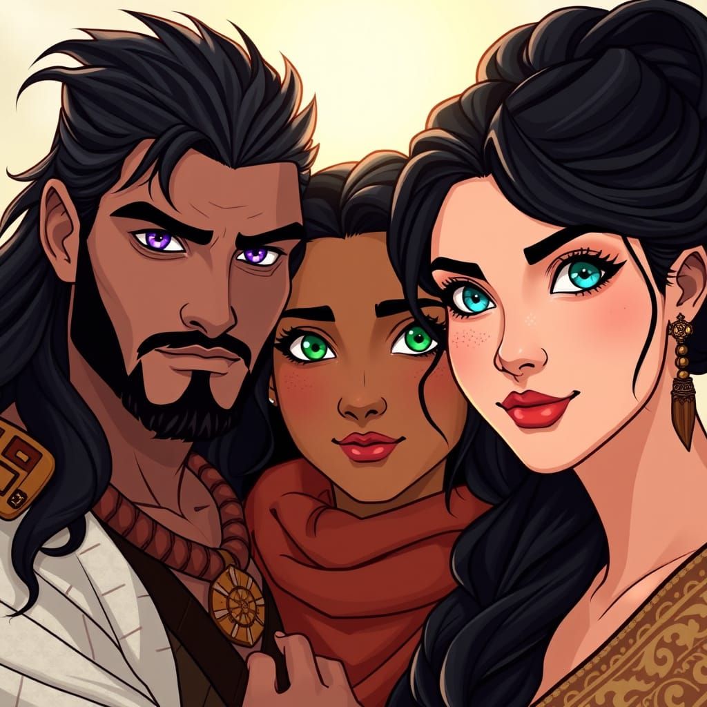 Wholesome Family Bonding in Vibrant, Stylized Art