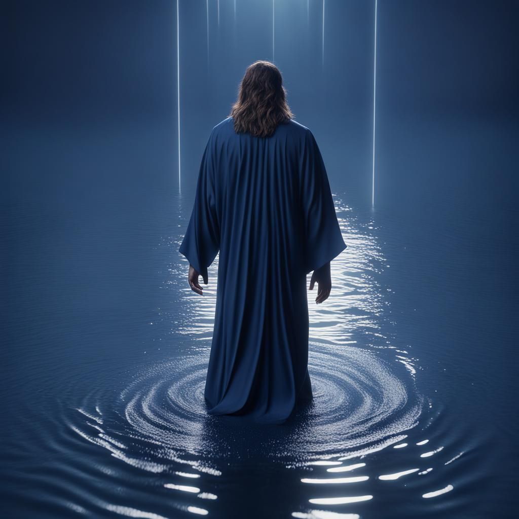 Jesus Walks on Water: Minimalist Dark Paradise