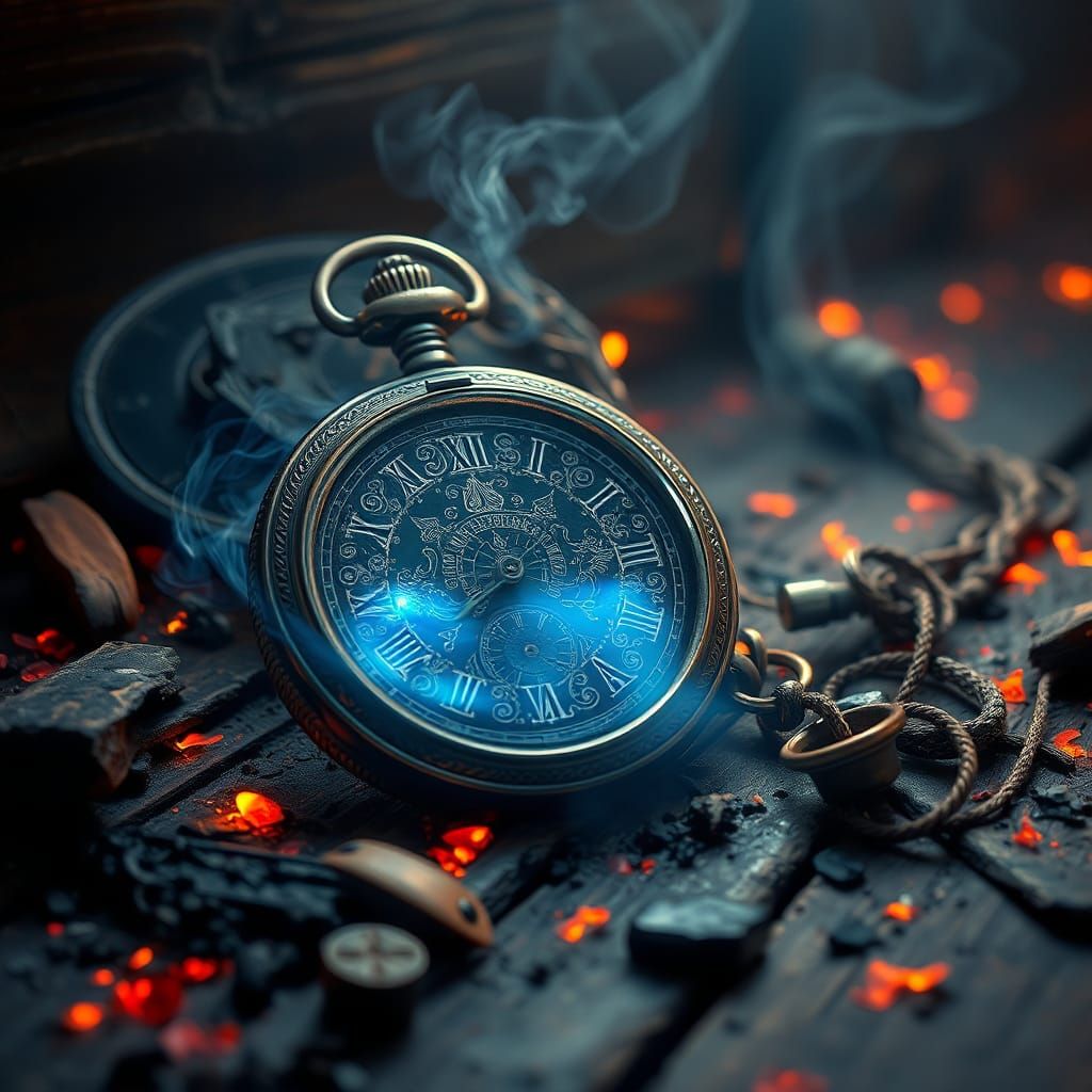 Ethereal Pocket Watch in Dreamlike Watercolor Setting