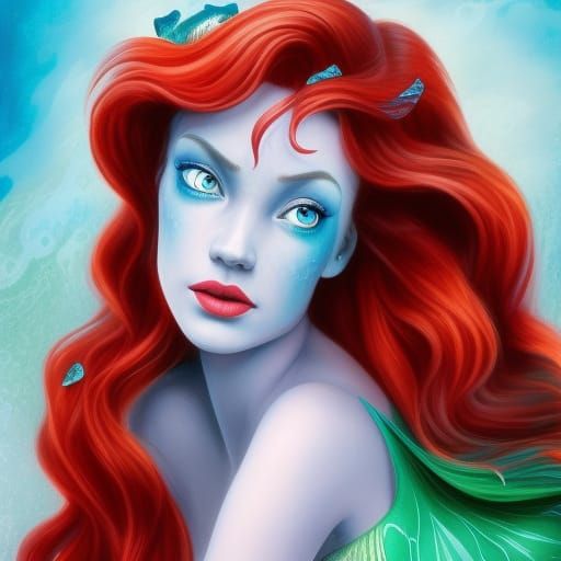 Ariel as a Mermaid Princess: Digital Art Portrait
