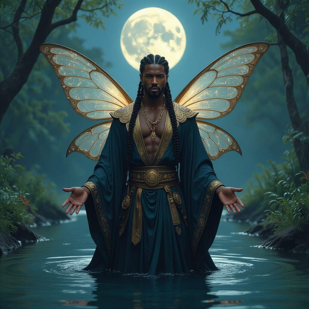 African Fairy God in Ethereal Forest