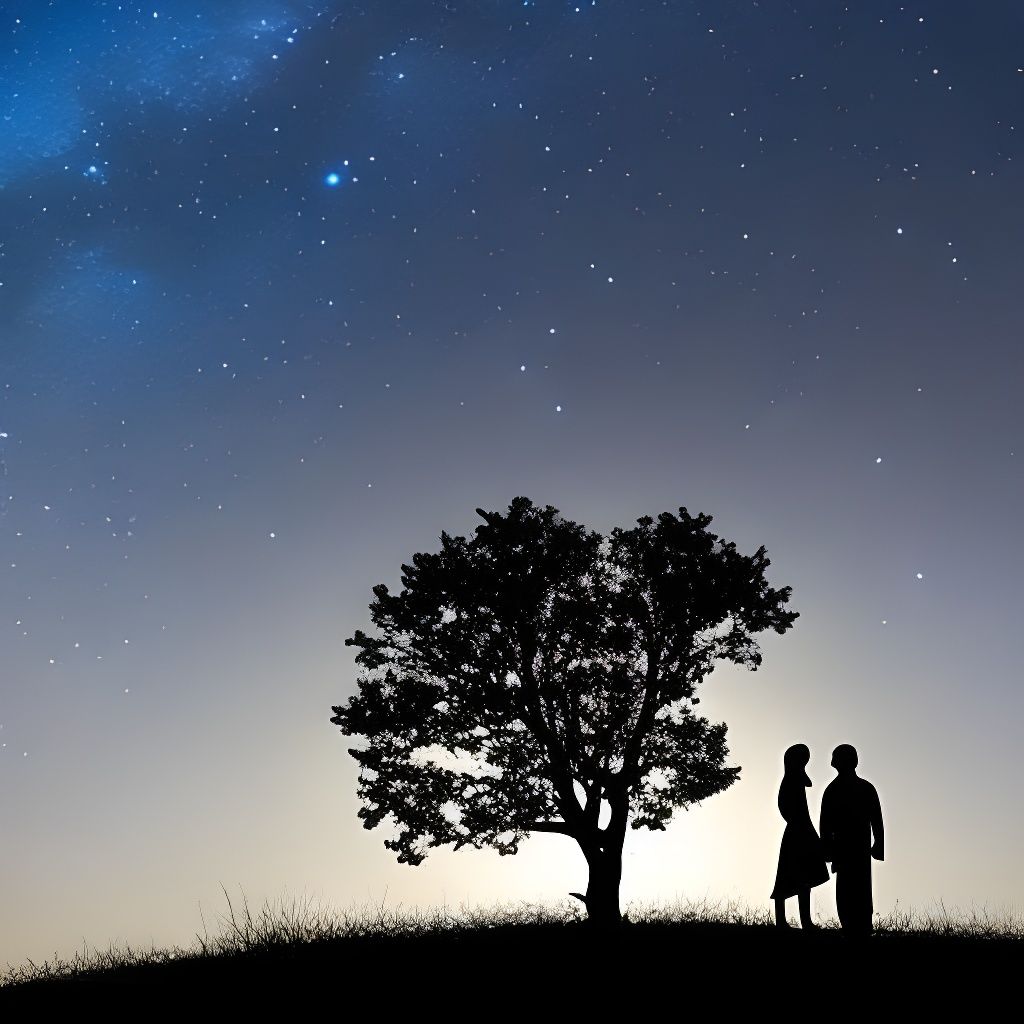 Lovers Under Starry Tree of Life