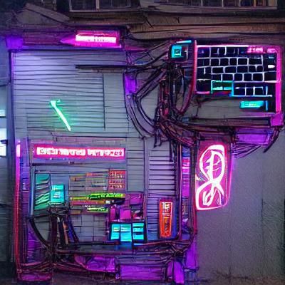 Neon Cyberpunk Computer Screen