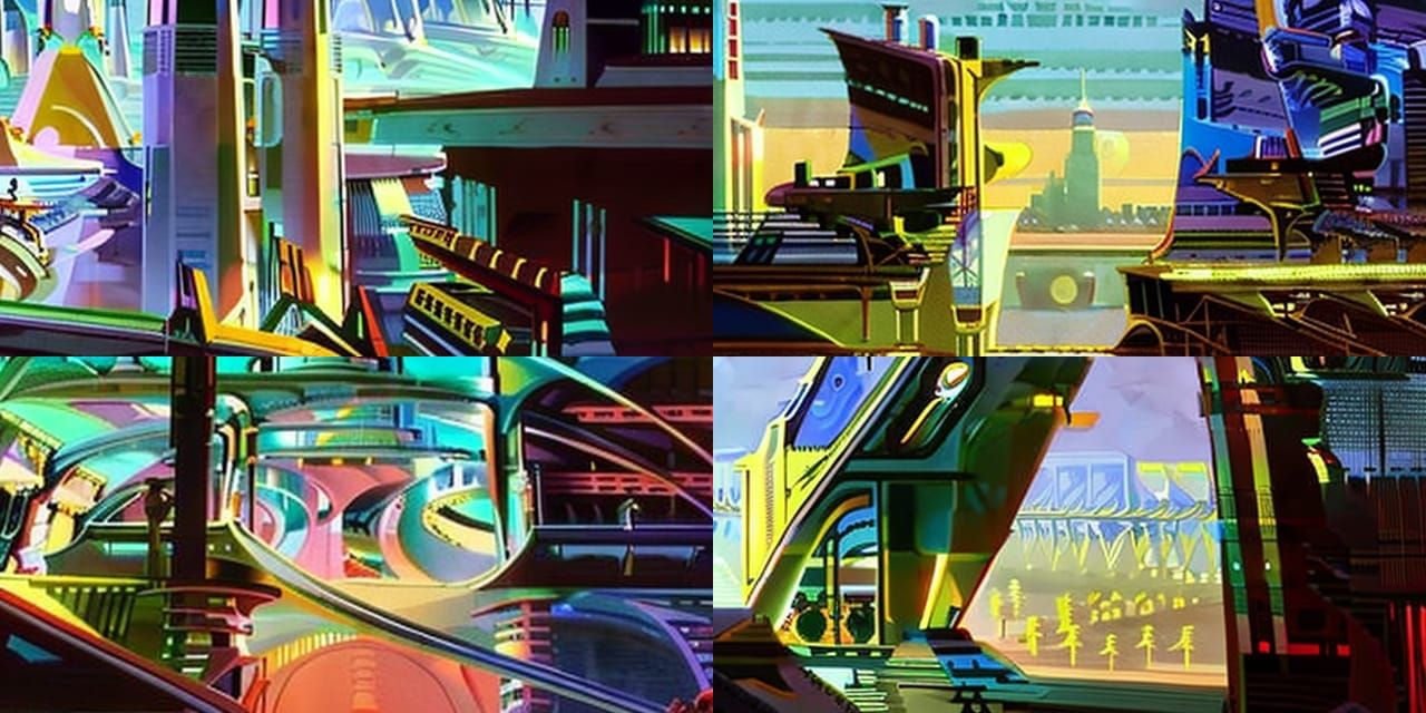 Futuristic Cityscape in Retro Sci-Fi Style