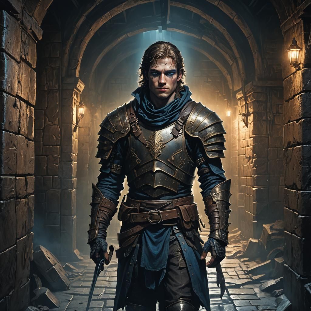 Male Rogue in Dark Dungeon: Fantasy Realism