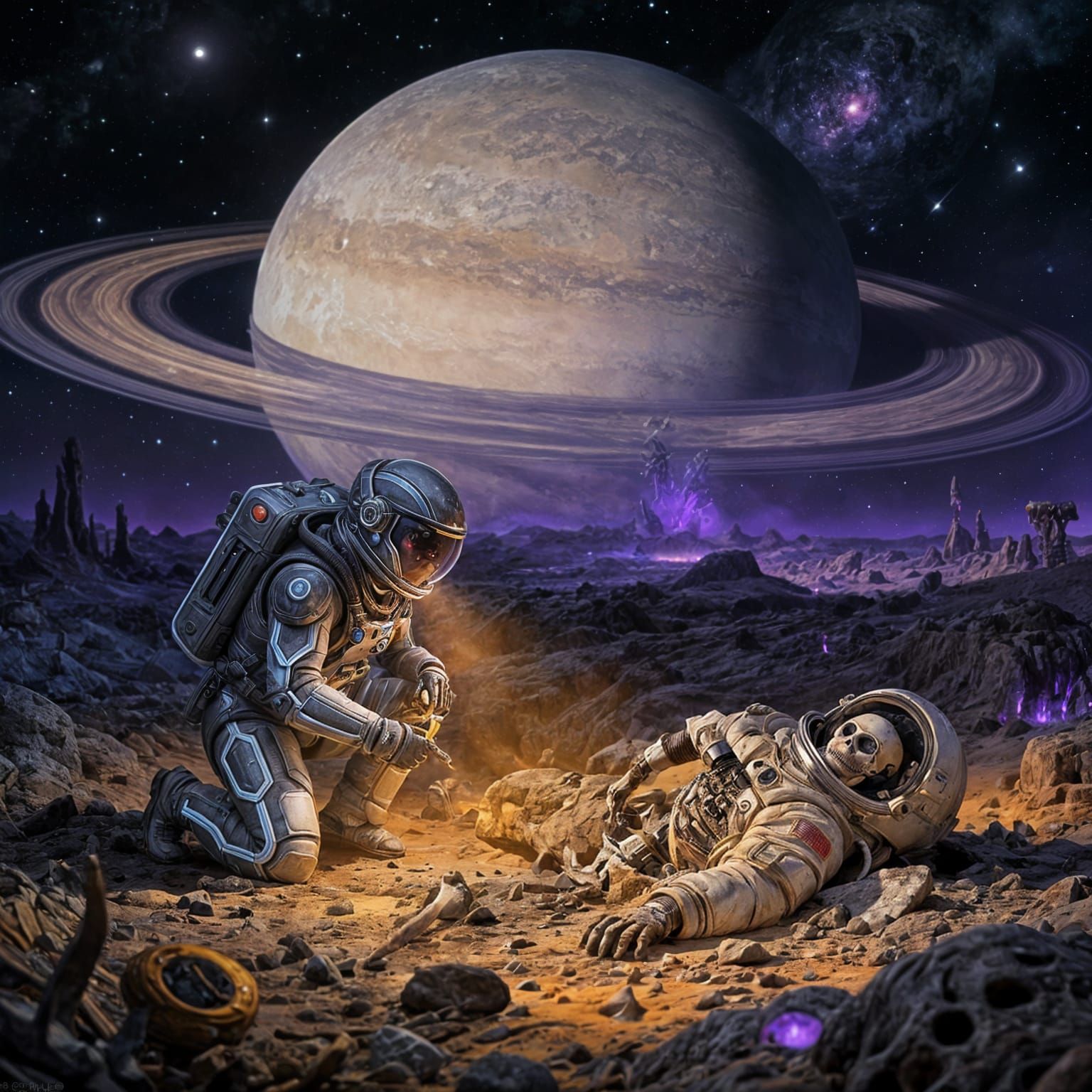 Astronaut Discovers Alien Remains Under Ringed Planet