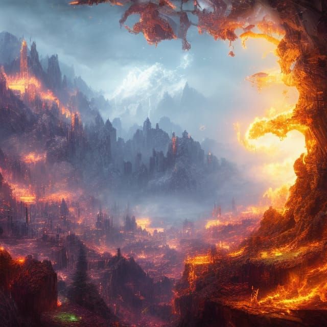 Four Seasons Meet: A Digital Matte Painting